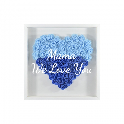 Heart-Shaped Flower Shadow Box 10"-Blue