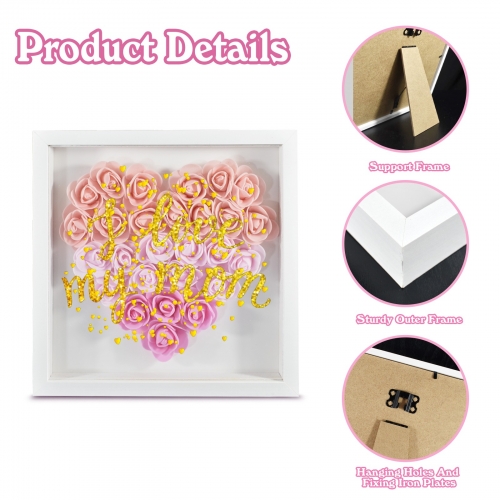 Heart-Shaped Flower Shadow Box 12"-Pink