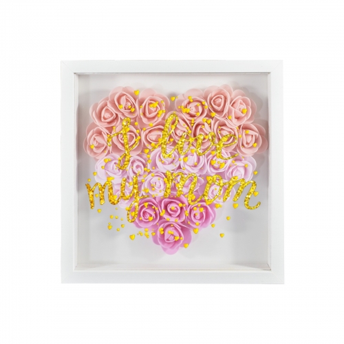 Heart-Shaped Flower Shadow Box 12"-Pink