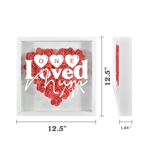 Heart-Shaped Flower Shadow Box 12"-Red