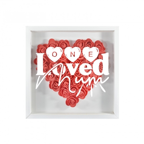 Heart-Shaped Flower Shadow Box 12"-Red