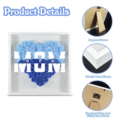 Heart-Shaped Flower Shadow Box 12"-Blue