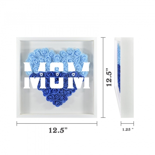 Heart-Shaped Flower Shadow Box 12"-Blue