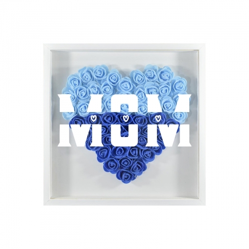 Heart-Shaped Flower Shadow Box 12"-Blue