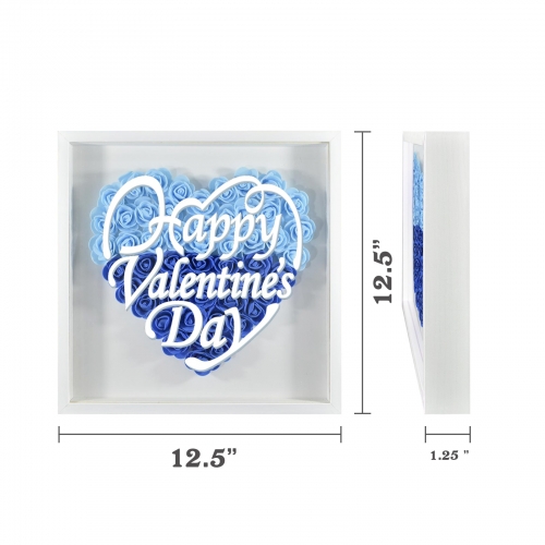 Heart-Shaped Flower Shadow Box 12"-Blue