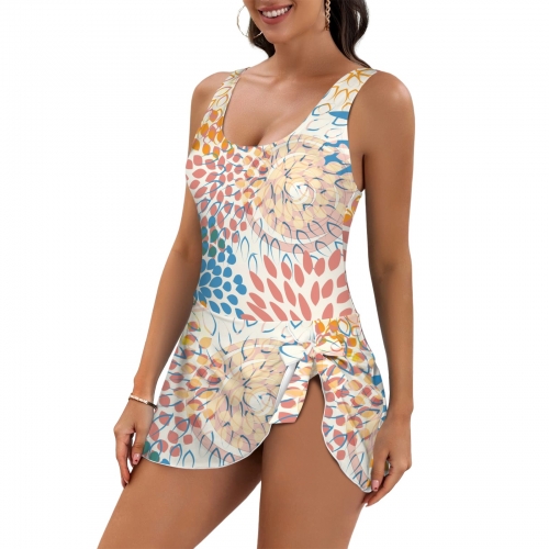 Women's One Piece Skirted Swimsuit (Model S54)