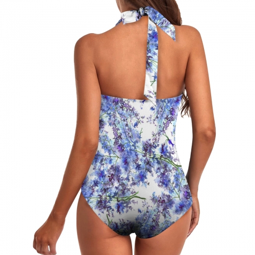 Women's Ruched Push Up Halter Swimsuit (Model S58)