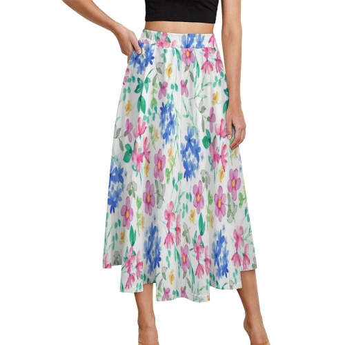 All Over Print Pleated Skirt