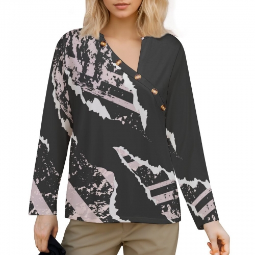 Women's Asymmetrical Neck Button-Up Shirt