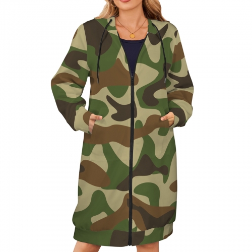 Women's Long Hooded Coat (Model H72)