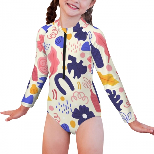 Little Girls' Long Sleeve One-Piece Swimsuit (Model S61)