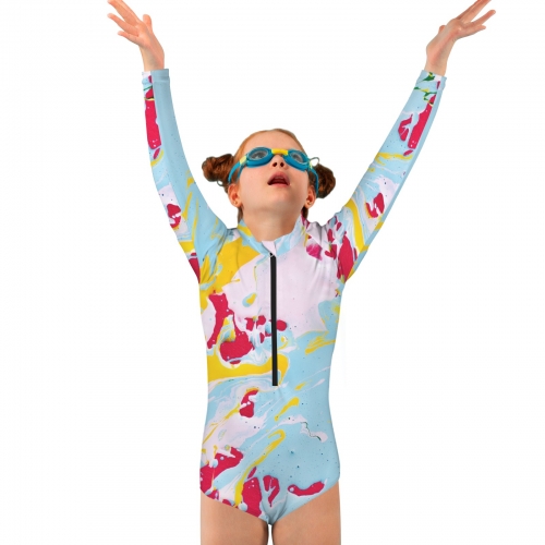 Big Girls' Long Sleeve One-Piece Swimsuit (Model S61)