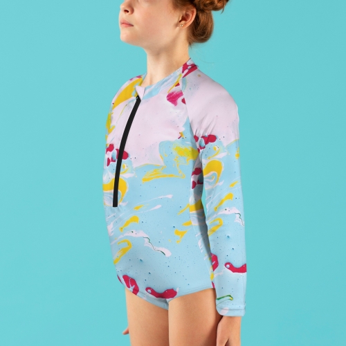 Big Girls' Long Sleeve One-Piece Swimsuit (Model S61)