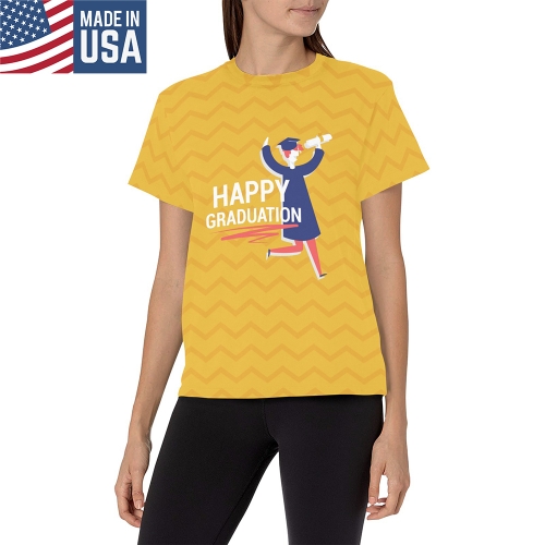 Women's All Over Print Crew Neck T-Shirt(T40-2)(Made in Queens)