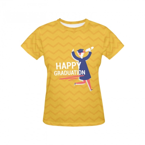 Women's All Over Print Crew Neck T-Shirt(T40-2)(Made in Queens)