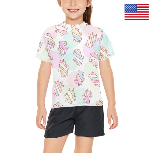 Big Girls' All Over Print Crew Neck T-Shirt(T40-2) | Ships from USA