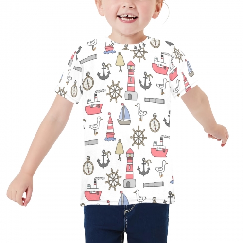 Little Kids' All Over Print Crew Neck T-Shirt(T40-2)(Made in Queens)