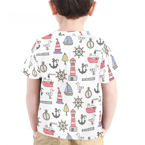 Little Kids' All Over Print Crew Neck T-Shirt(T40-2)(Made in Queens)