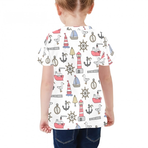 Little Kids' All Over Print Crew Neck T-Shirt(T40-2)(Made in Queens)