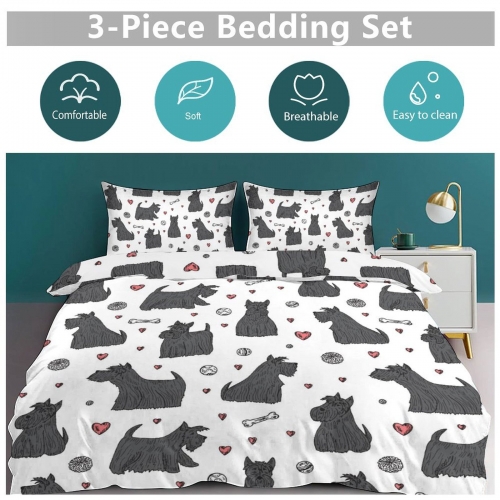 3-Piece Bedding Set (1 Duvet Cover + 2 Pillow Shams) – 86"×70"