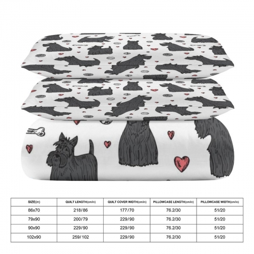 3-Piece Bedding Set (1 Duvet Cover + 2 Pillow Shams) – 86"×70"
