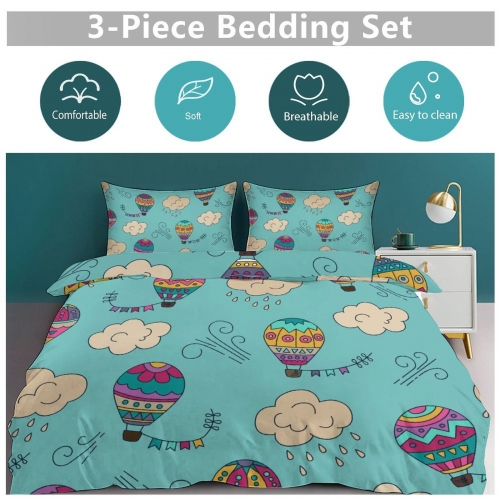 3-Piece Bedding Set (1 Duvet Cover + 2 Pillow Shams) – 90"×90"