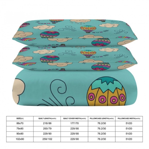 3-Piece Bedding Set (1 Duvet Cover + 2 Pillow Shams) – 90"×90"