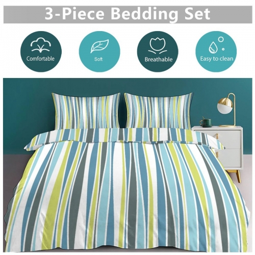3-Piece Bedding Set (1 Duvet Cover + 2 Pillow Shams) – 102"×90"