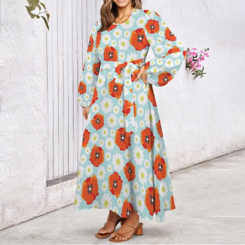Personalized Round Neck Belted Maxi Dress