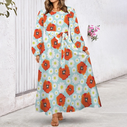 Personalized Round Neck Belted Maxi Dress