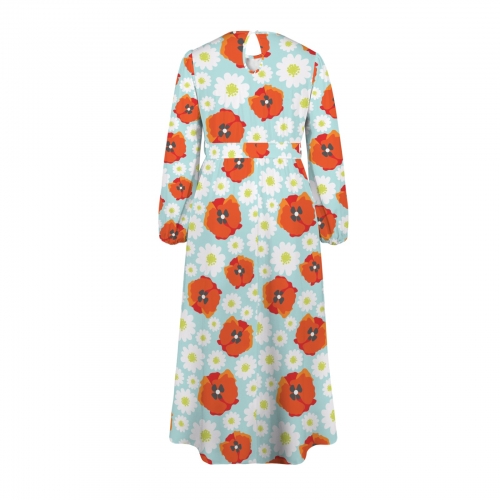 Personalized Round Neck Belted Maxi Dress
