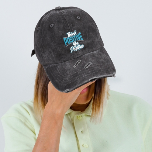 Distressed Baseball Cap(Black Broken Marks)(Made in CA)