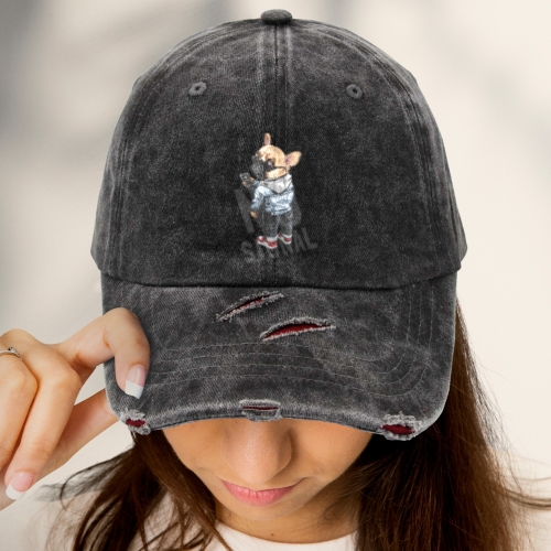 Distressed Baseball Cap(Red Broken Marks)(Made in CA)