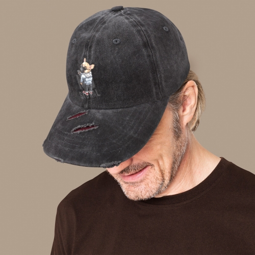 Distressed Baseball Cap(Red Broken Marks)(Made in CA)