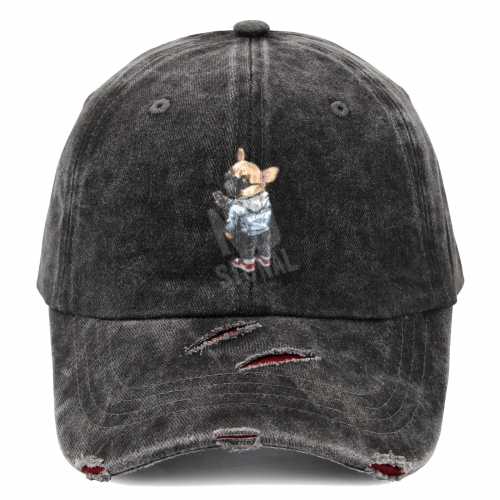 Distressed Baseball Cap(Red Broken Marks)(Made in CA)