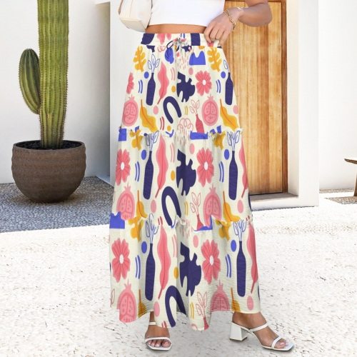 Tether High Waist Tiered Maxi Skirt
