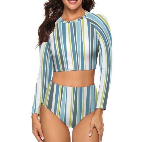 Women Long Sleeve Two-piece Swimsuit