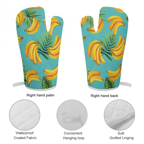 Heat Resistant Oven Mitt With Pot Holder(Two Pieces Set))