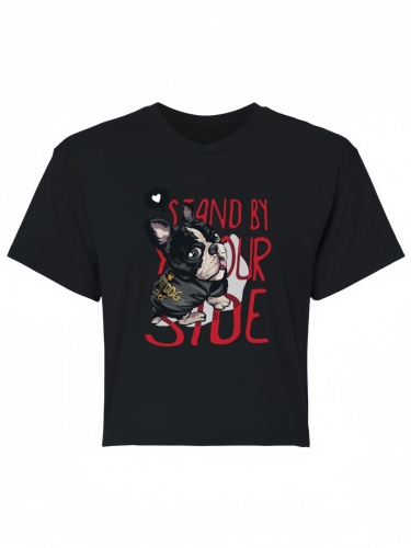 Women's Cropped T-Shirt (Front Side Printing)(Made in USA)