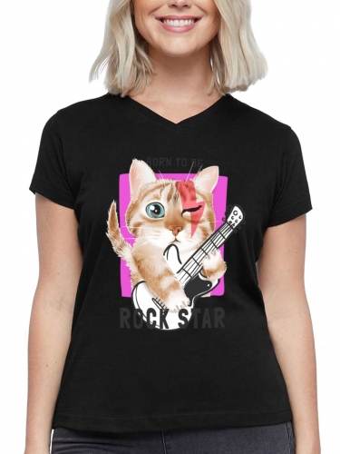 Women's V-Neck T-Shirt (Front Side Printing)(Made in USA)