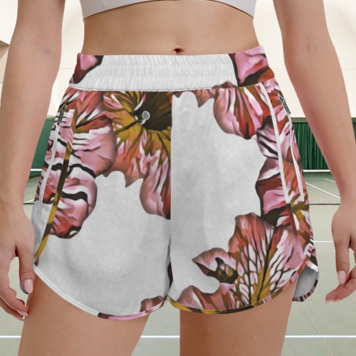 Elastic High Waist Zipper Pocket Active Shorts