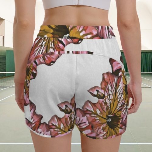 Elastic High Waist Zipper Pocket Active Shorts