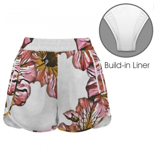 Elastic High Waist Zipper Pocket Active Shorts