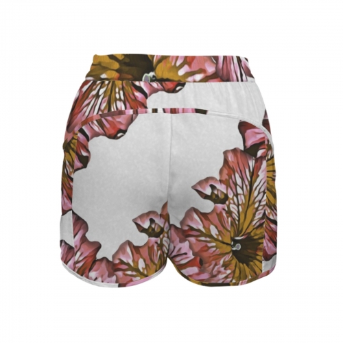 Elastic High Waist Zipper Pocket Active Shorts