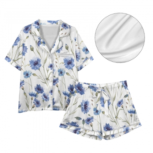 Lapel Pocket Button Short Pajama Sets