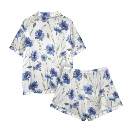 Lapel Pocket Button Short Pajama Sets
