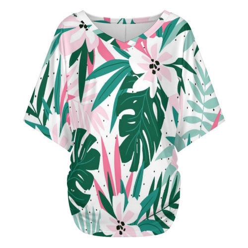 Women's V-Neck Batwing Sleeve T-Shirt
