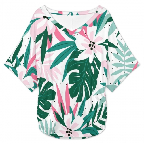 Women's V-Neck Batwing Sleeve T-Shirt