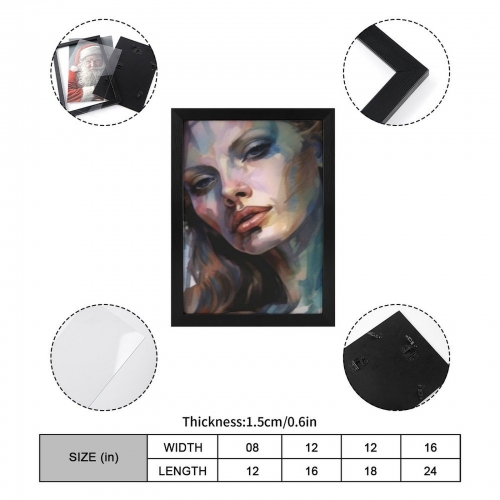 Picture Frame Canvas Painting 12" × 16" - Vertical (Black)(Made in USA)