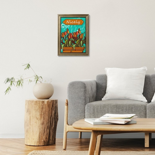 Custom Picture Frame Canvas Painting 12"×16" - Vertical (Golden)(Made in USA)